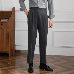 Rochester Pleated Textured Gurkha Trousers