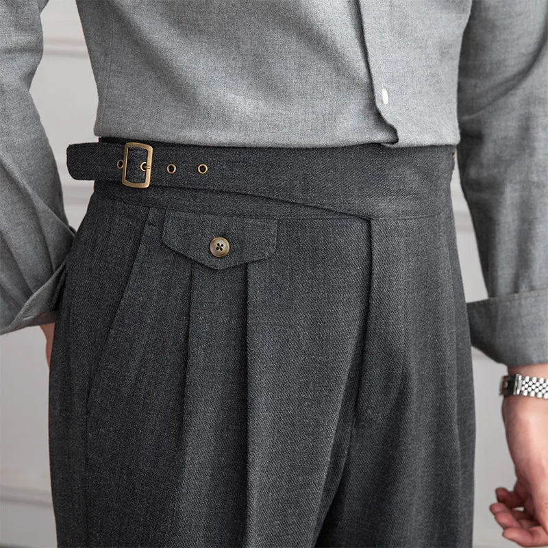 Rochester Pleated Textured Gurkha Trousers