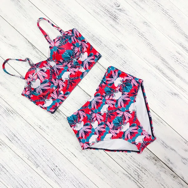 Rose High Waist Floral Bikini