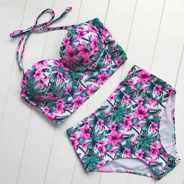 Rose High Waist Floral Bikini