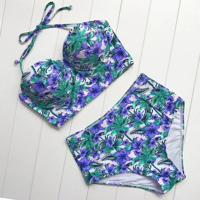 Rose High Waist Floral Bikini