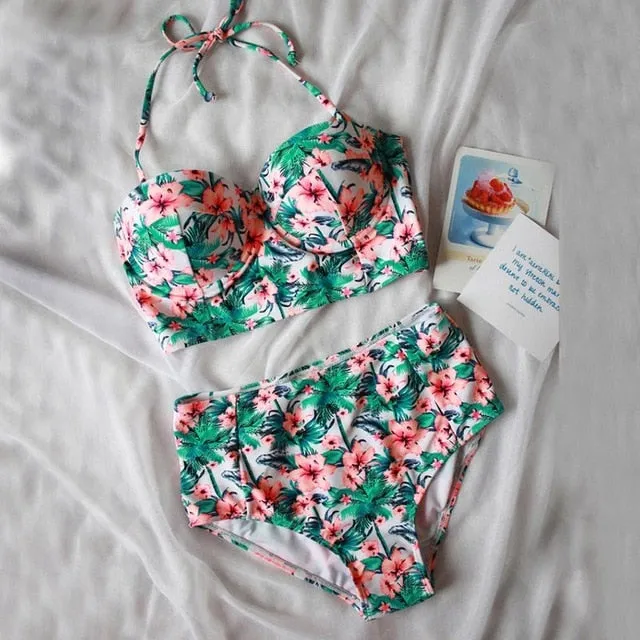 Rose High Waist Floral Bikini