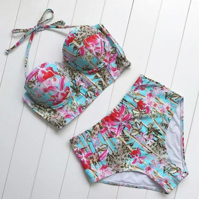 Rose High Waist Floral Bikini