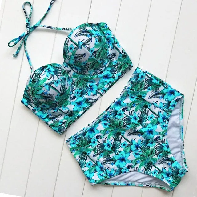 Rose High Waist Floral Bikini