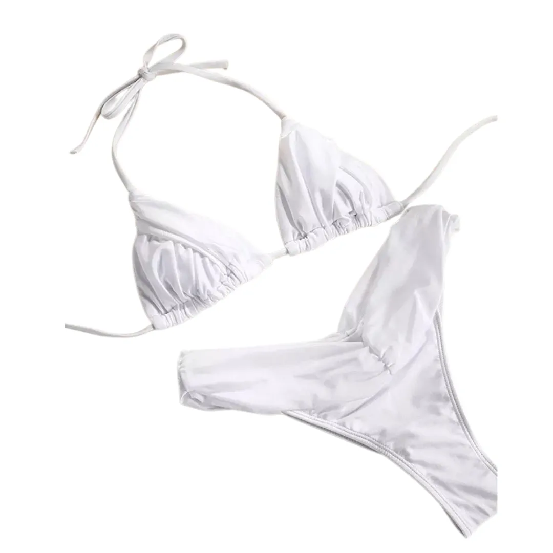 Ruched Bottom Triangle Top Bikini Set