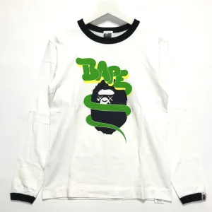 [S] A Bathing Ape Bape x Kaws Logo Ringer L/S Tee White