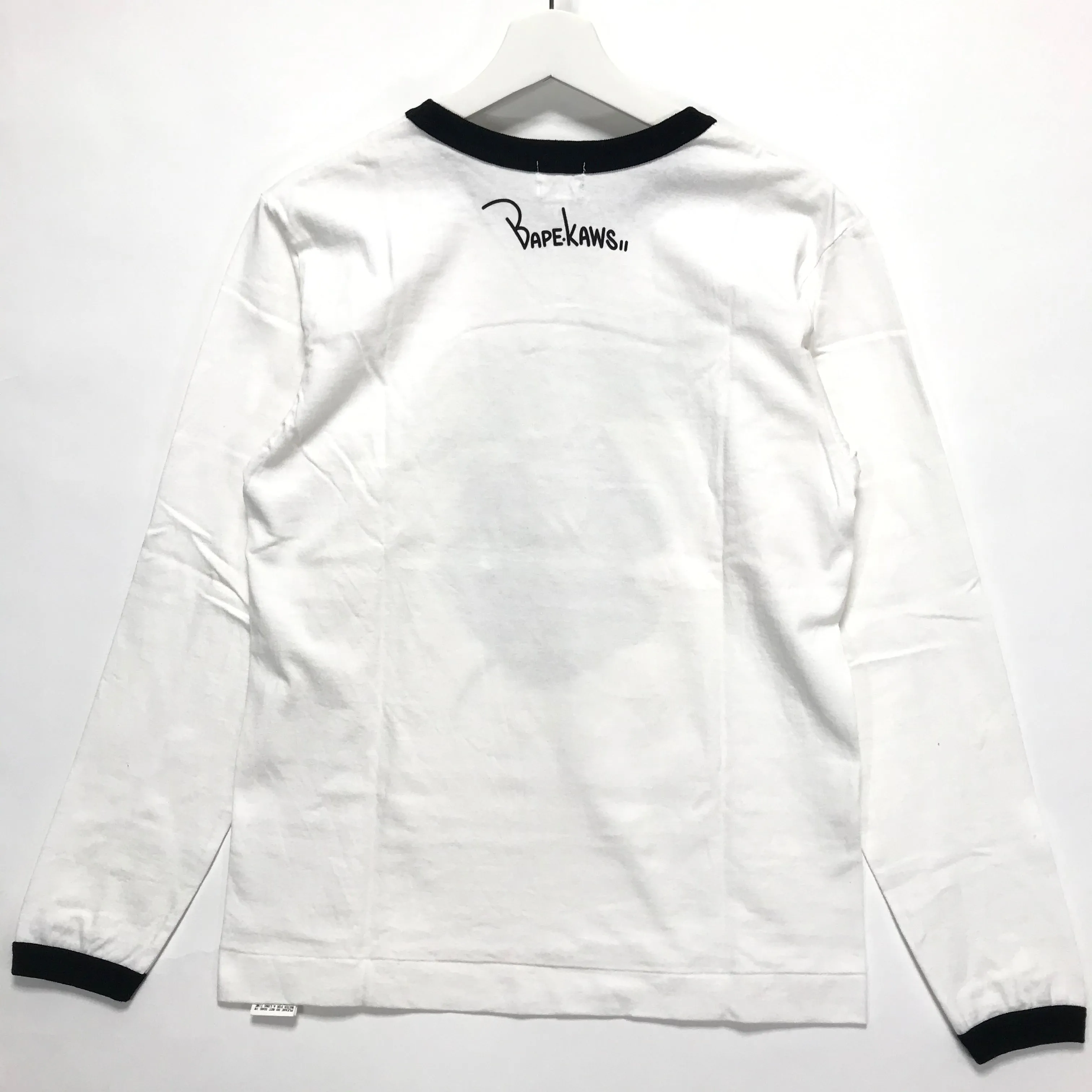 [S] A Bathing Ape Bape x Kaws Logo Ringer L/S Tee White