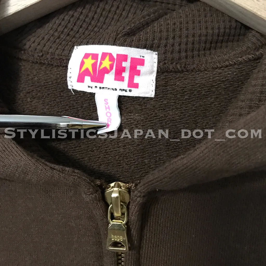 [S] Women's! A Bathing Ape Apee (Bape) Swarovski Crystal Nested Logo Sleeveless Hoodie Brown Short