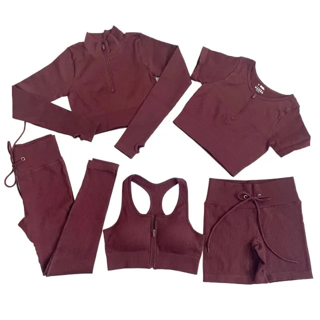 Seamless Yoga Set for Women - Workout Sportswear Gym Clothing (2/3/5PC)