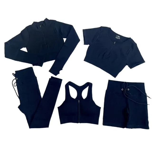Seamless Yoga Set for Women - Workout Sportswear Gym Clothing (2/3/5PC)