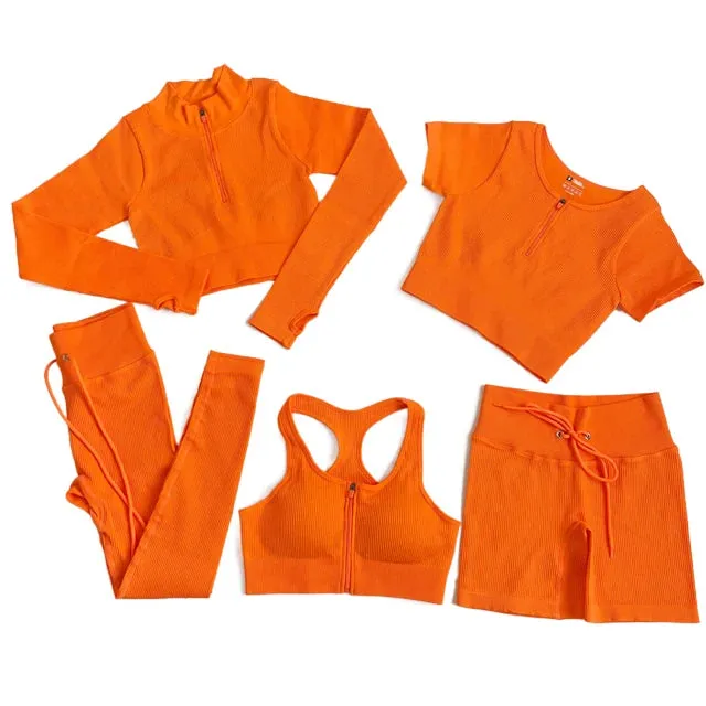 Seamless Yoga Set for Women - Workout Sportswear Gym Clothing (2/3/5PC)