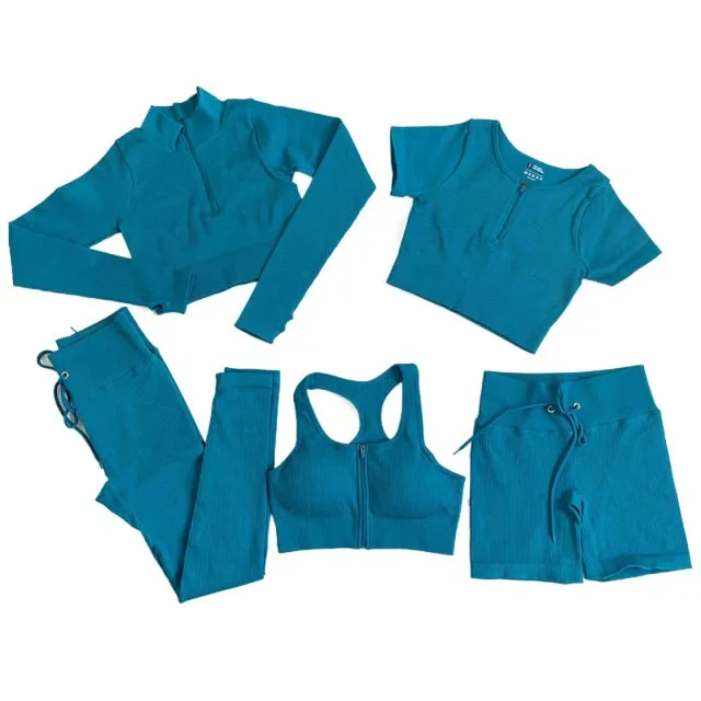 Seamless Yoga Set for Women - Workout Sportswear Gym Clothing (2/3/5PC)