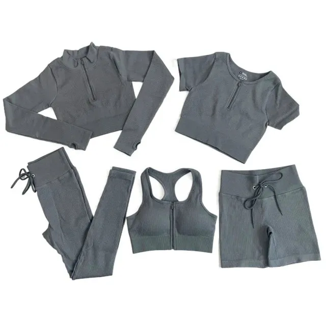 Seamless Yoga Set for Women - Workout Sportswear Gym Clothing (2/3/5PC)