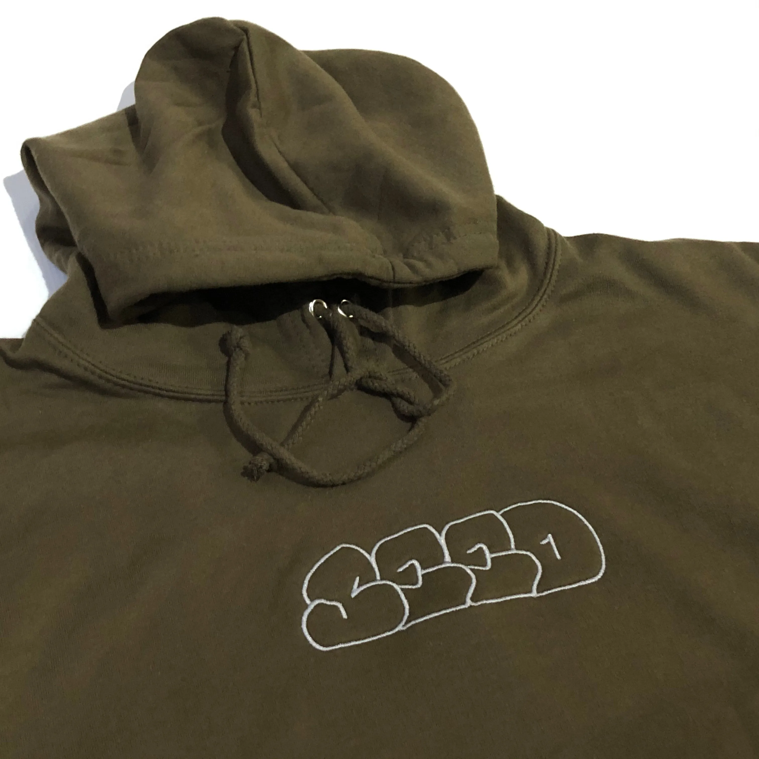 Seed Throw Embroidered Hoodie - Dark Olive