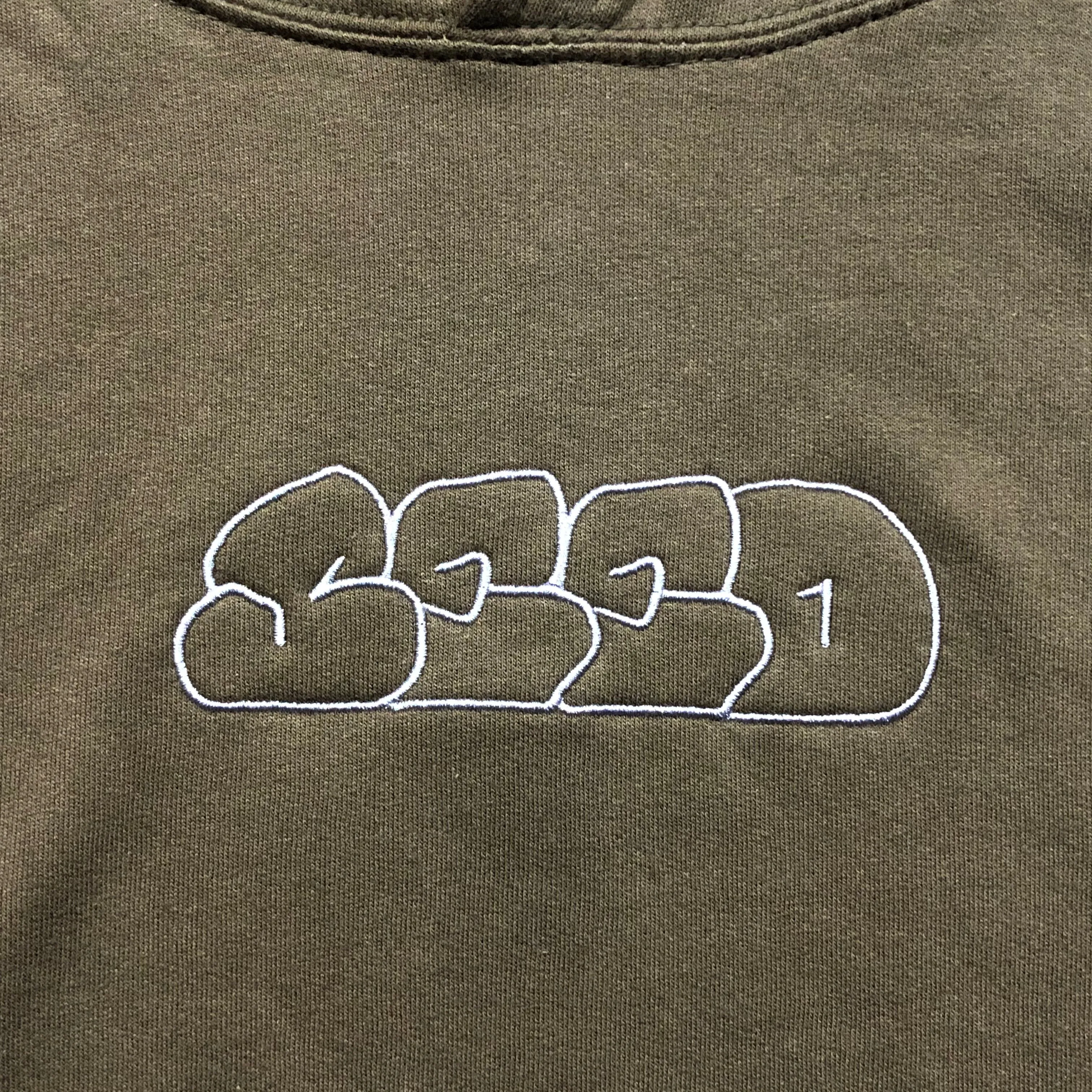Seed Throw Embroidered Hoodie - Dark Olive