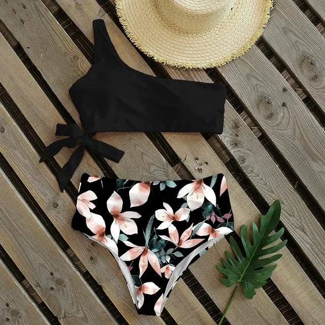 Sexy Bikinis Women 2021 New One Shoulder Swimwear High Waist