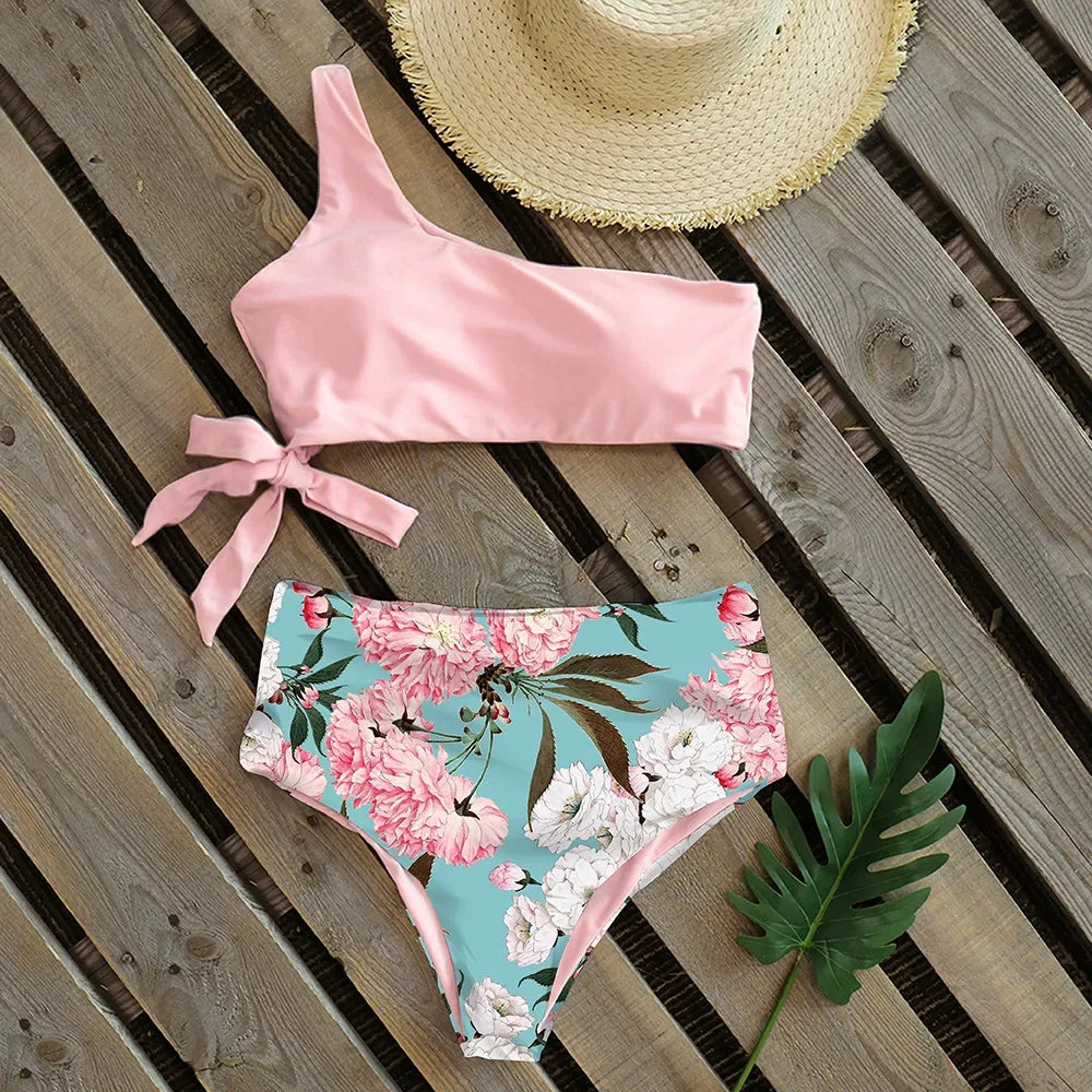 Sexy Bikinis Women 2021 New One Shoulder Swimwear High Waist
