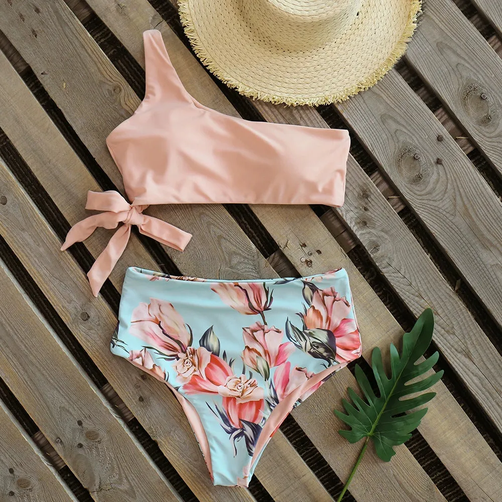 Sexy Bikinis Women 2021 New One Shoulder Swimwear High Waist