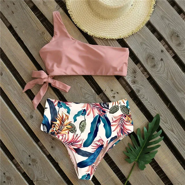 Sexy Bikinis Women 2021 New One Shoulder Swimwear High Waist