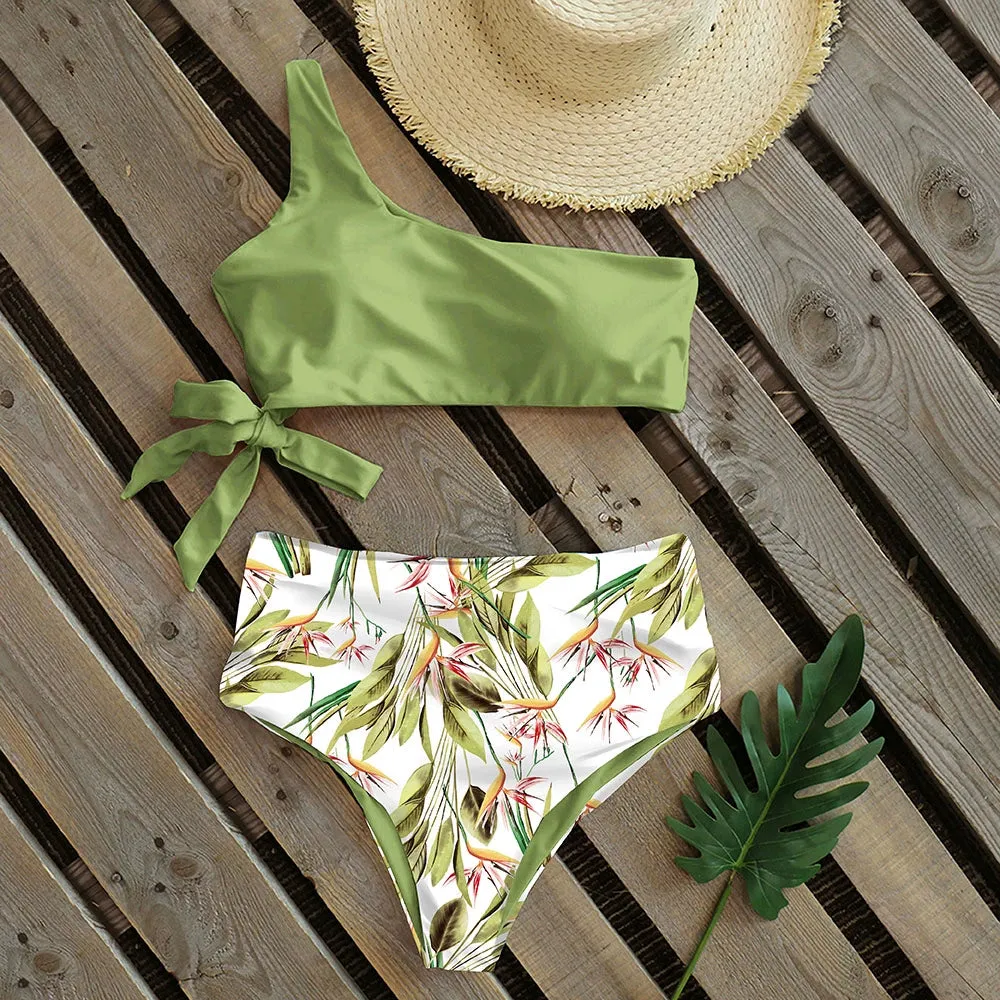 Sexy Bikinis Women 2021 New One Shoulder Swimwear High Waist