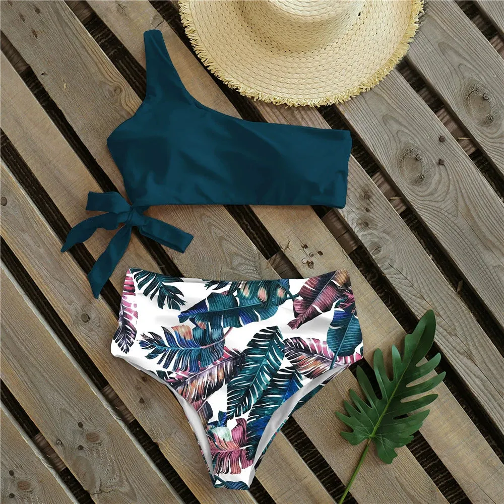 Sexy Bikinis Women 2021 New One Shoulder Swimwear High Waist