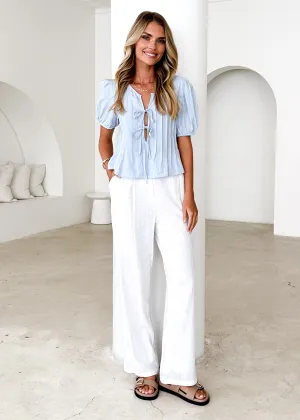Shalia Pleated Top - Baby Blue