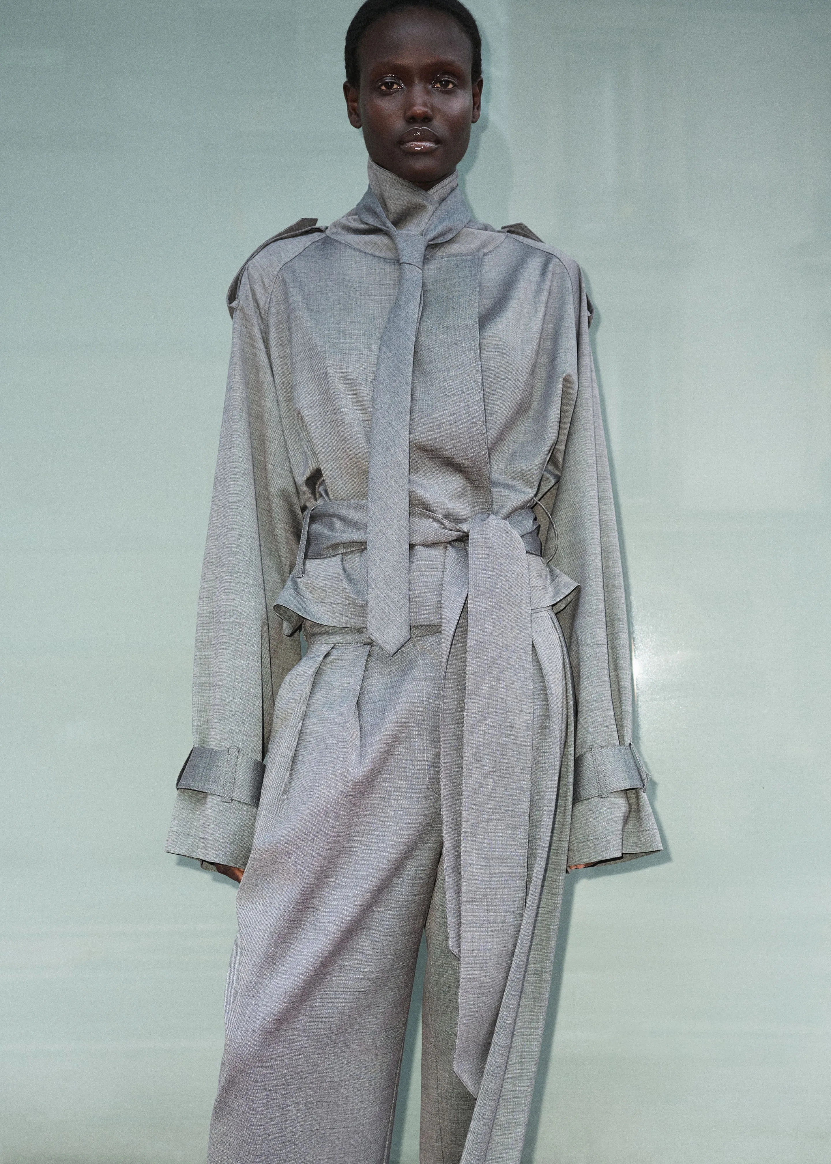 Simona Short Trench - Grey Melange