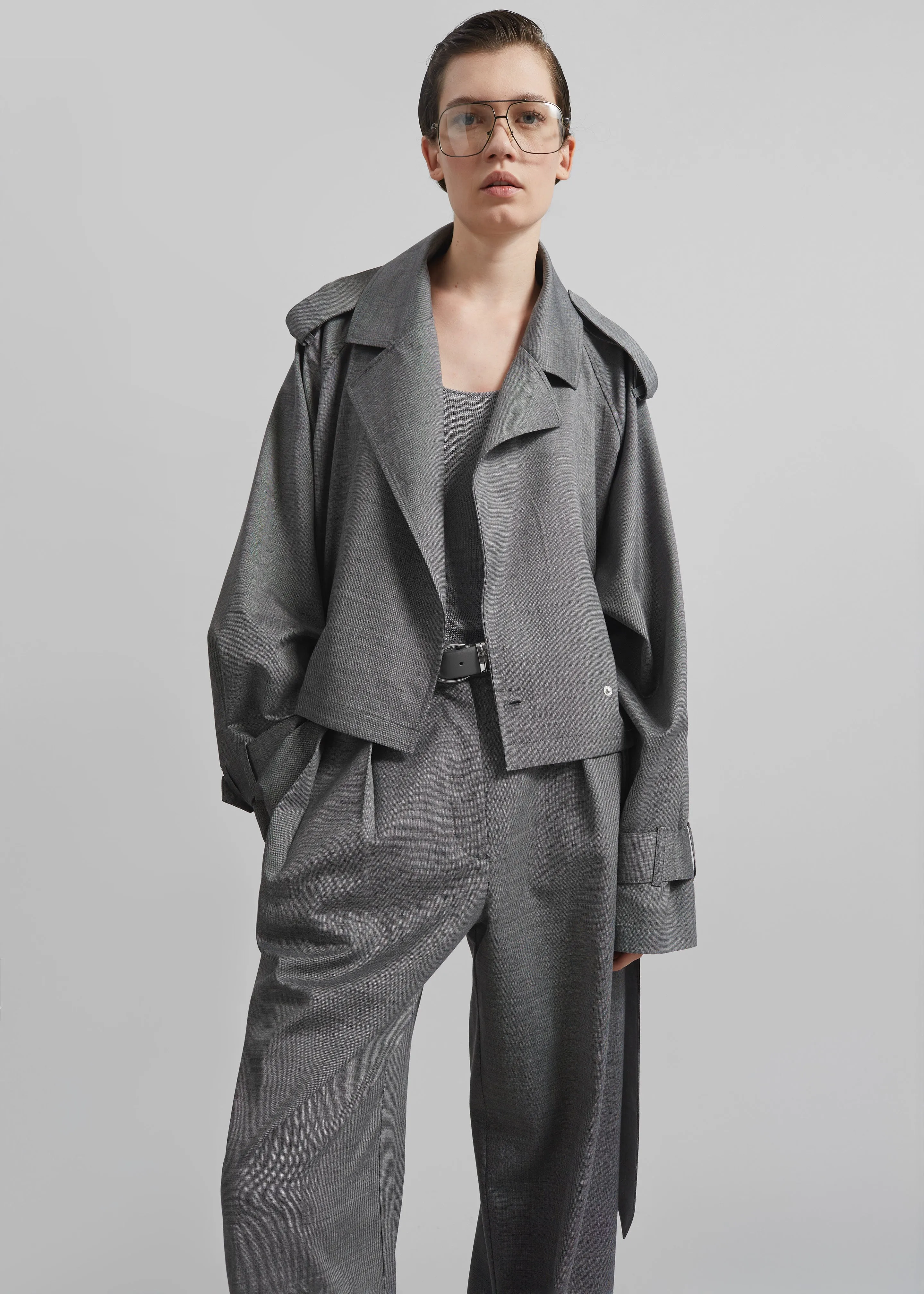 Simona Short Trench - Grey Melange
