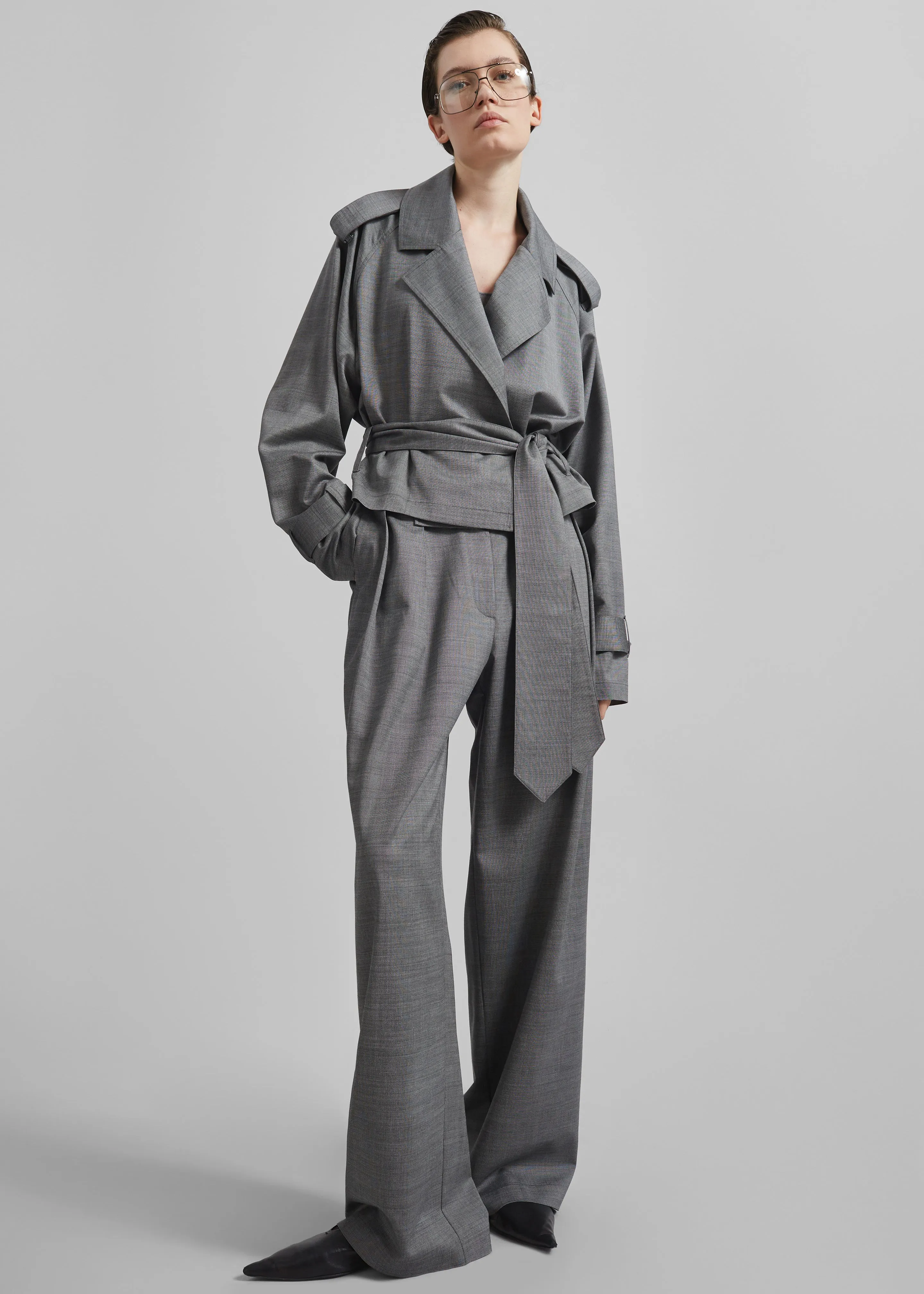 Simona Short Trench - Grey Melange