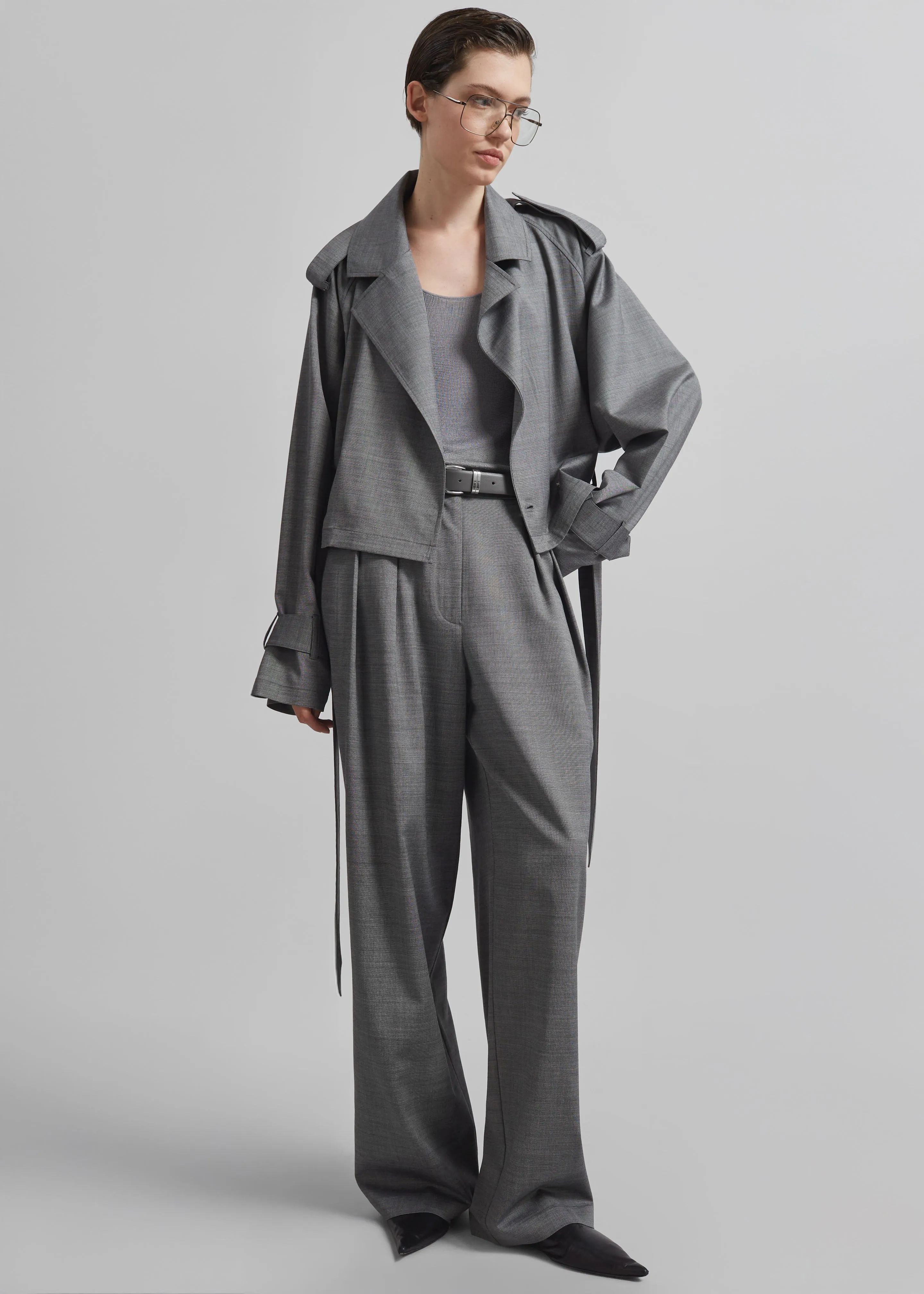 Simona Short Trench - Grey Melange