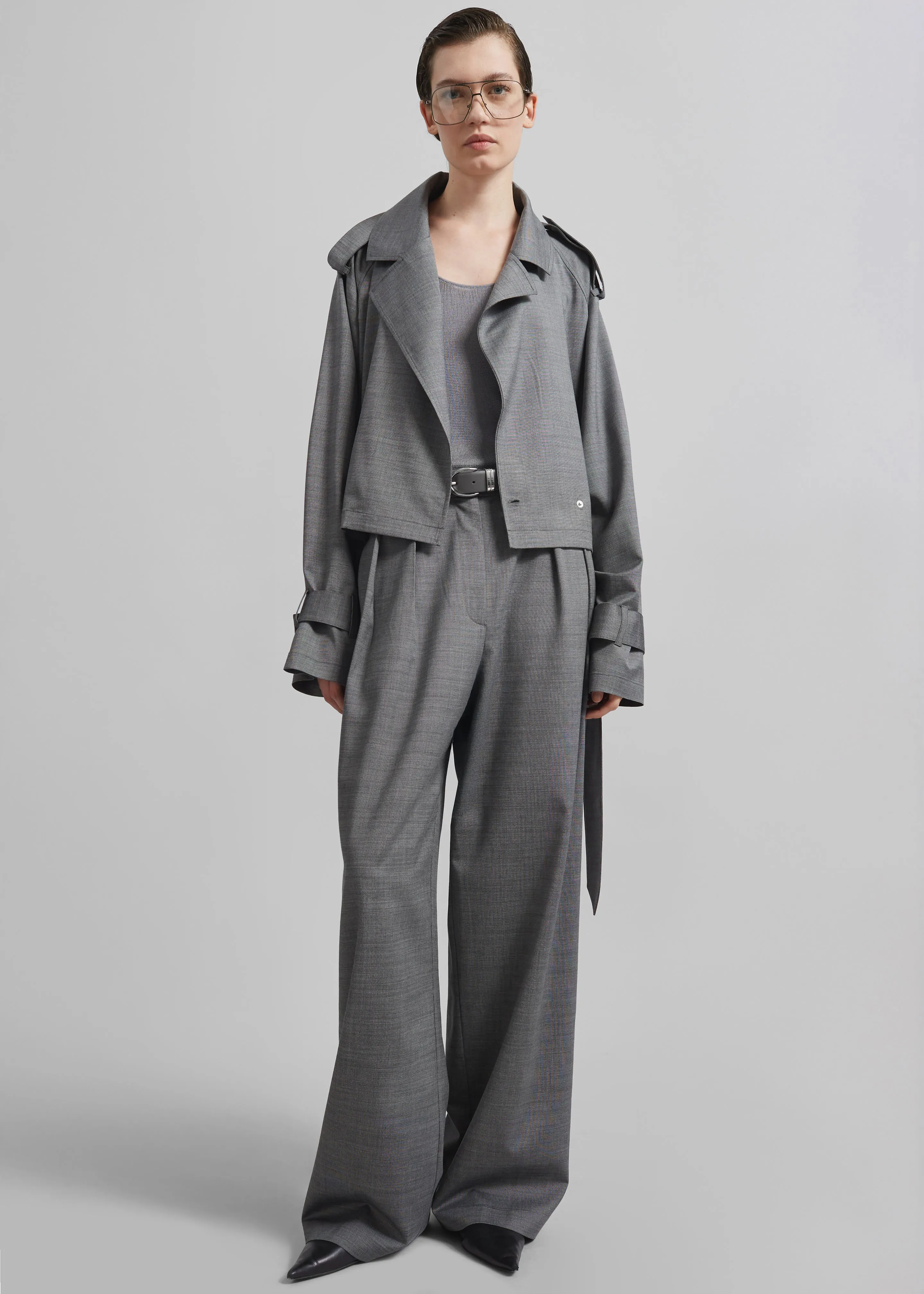 Simona Short Trench - Grey Melange