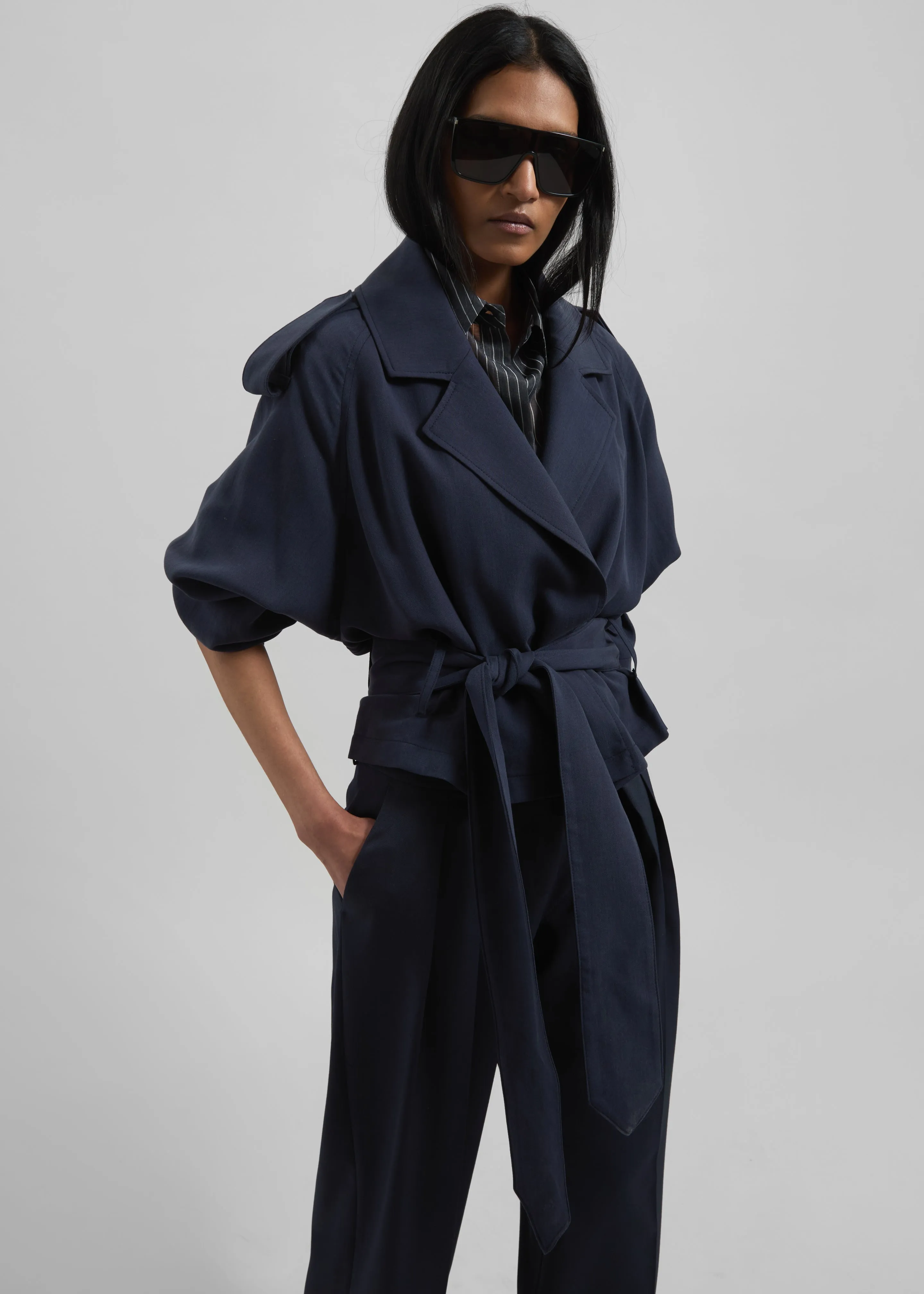 Simona Short Trench - Navy