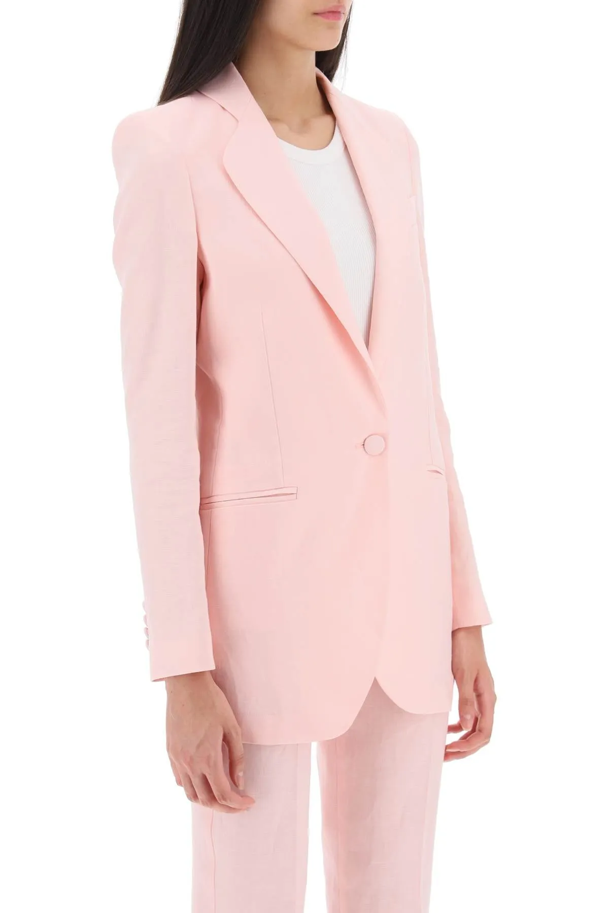 single-breasted blazer in linen