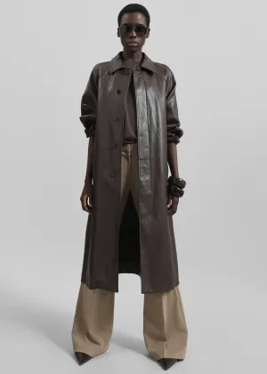 Skane Faux Leather Trench - Brown