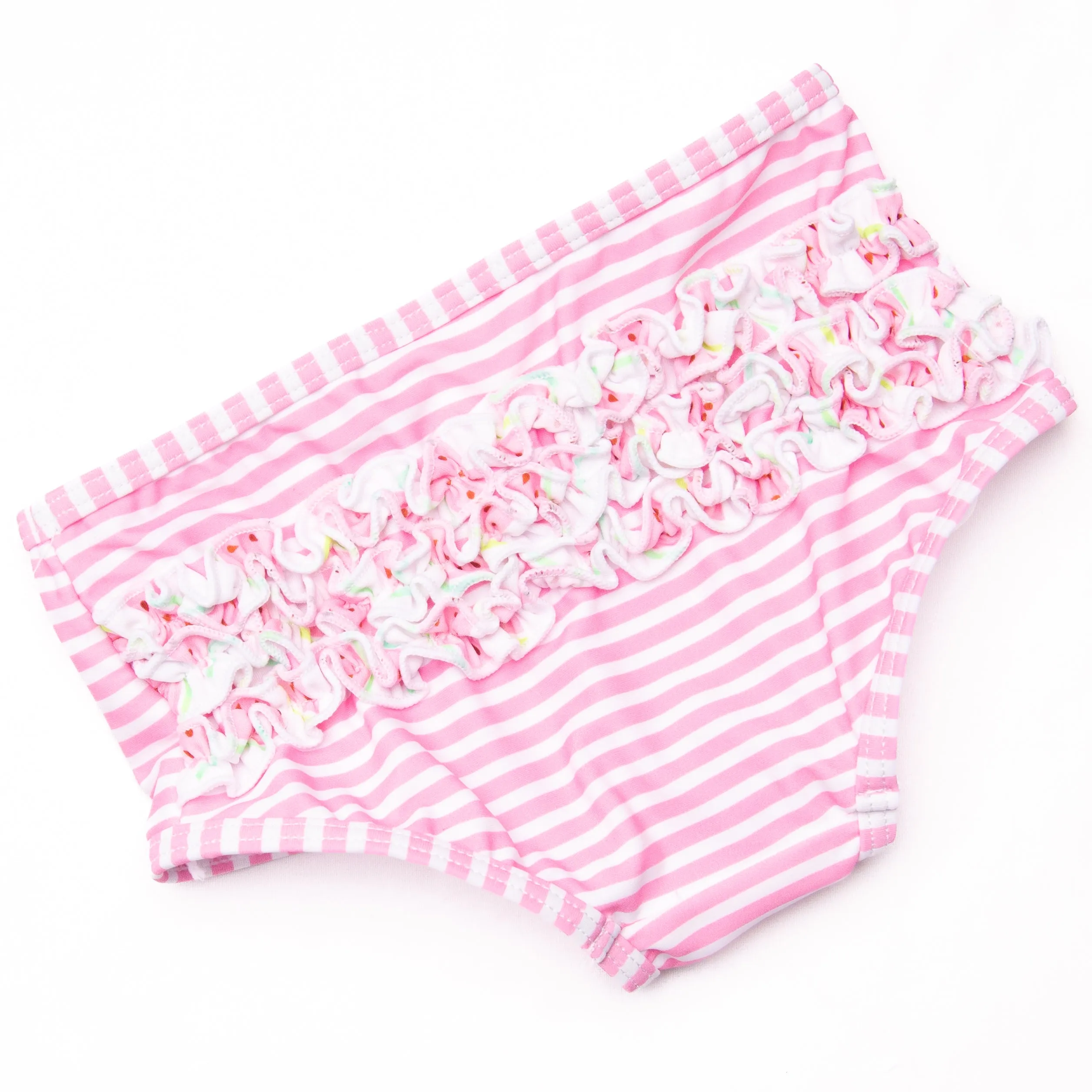 Slices and Stripes Long Sleeve Rash Guard Bikini, Pink