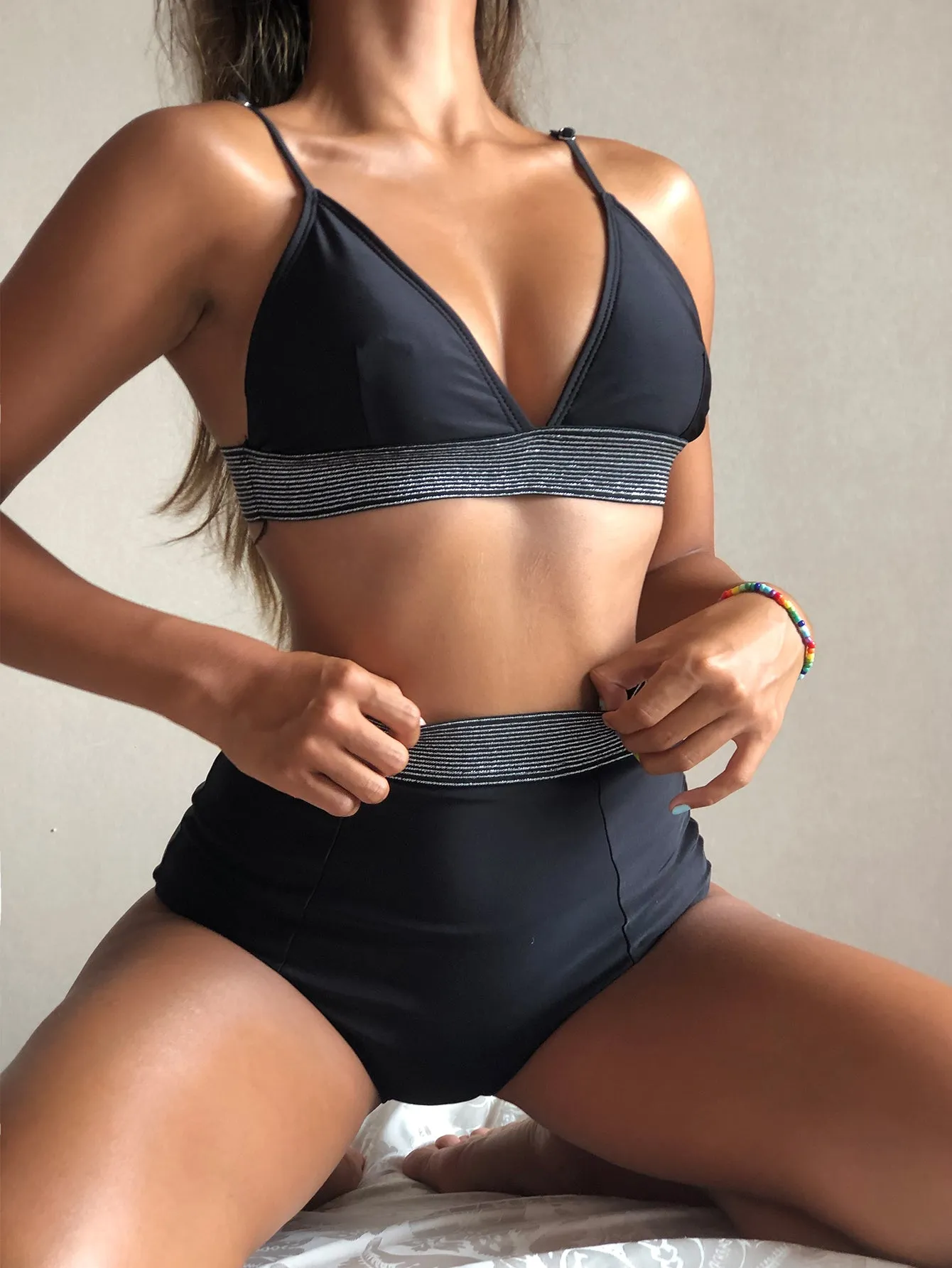 Solid Color High Waist Sexy Bikini Women Elegant Sets Bikinis 2022