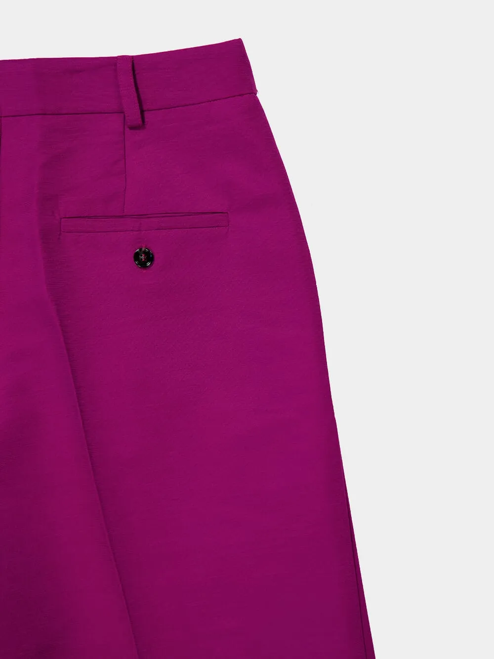 Solid Purple Wide-Leg Cady Wool Trousers