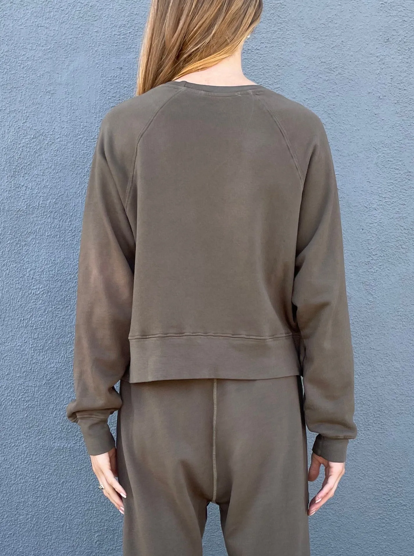 Sophia Crop Sweatshirt in French Terry - Mocha