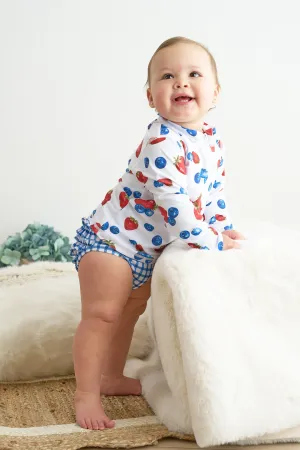 Strawberry print 2pc long sleeve rashguard swimsuit UPF50 