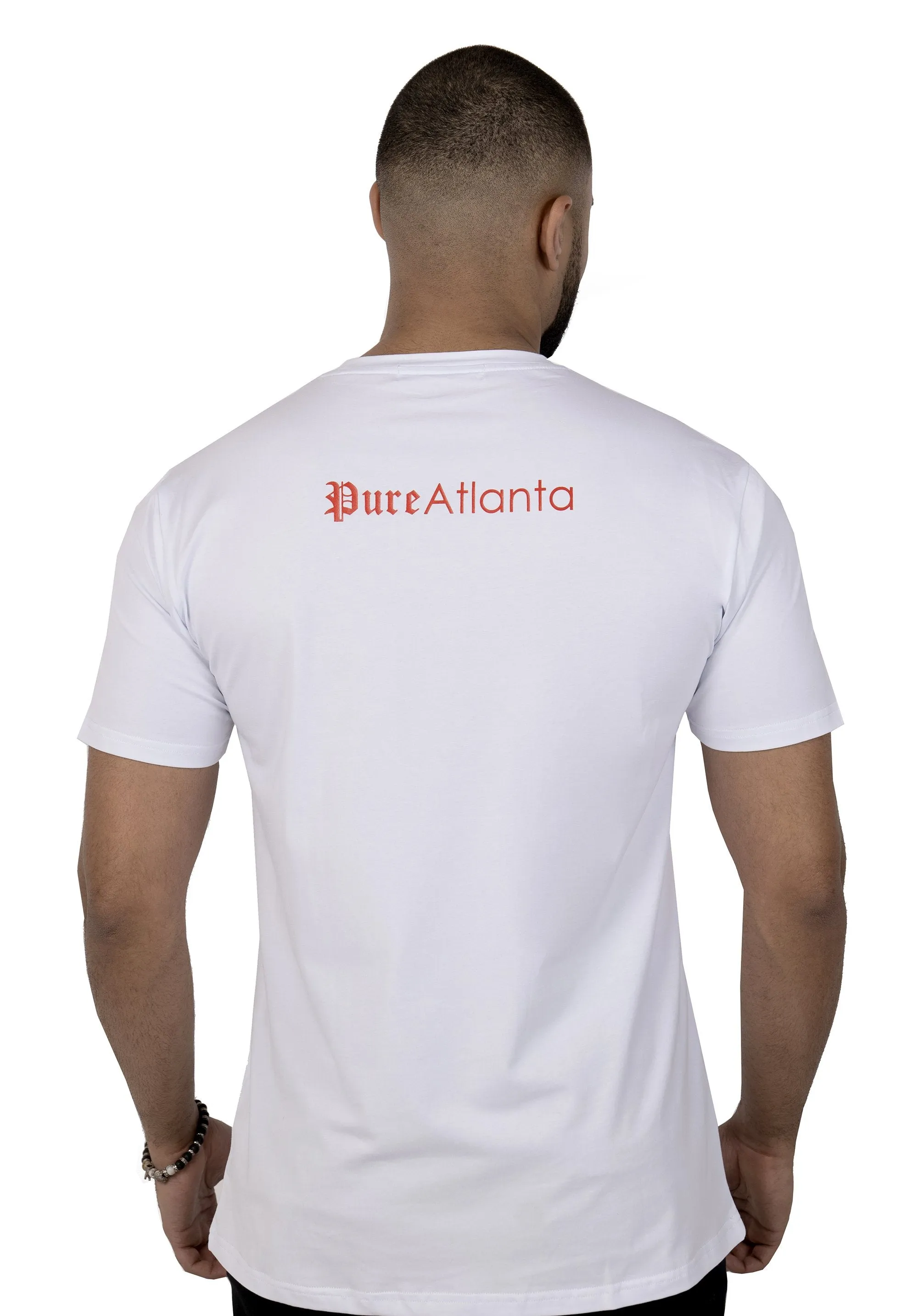 STRETCH PURE TEE WHITE W| RED BLOCK LOGO
