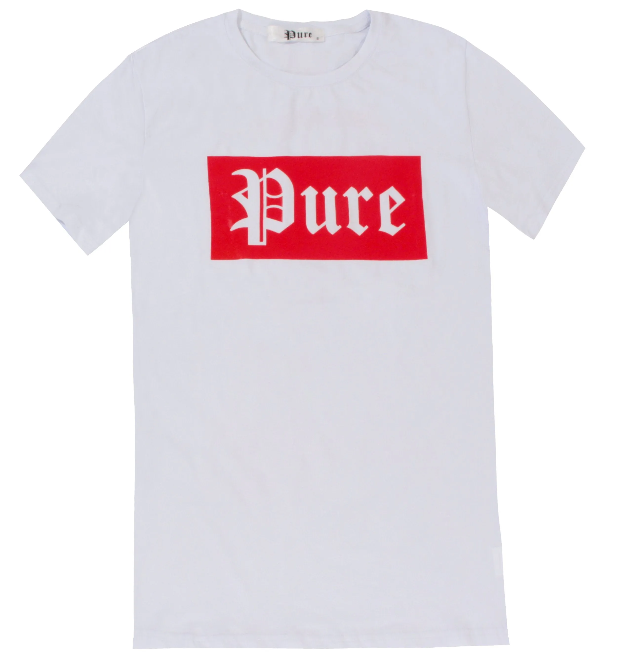 STRETCH PURE TEE WHITE W| RED BLOCK LOGO