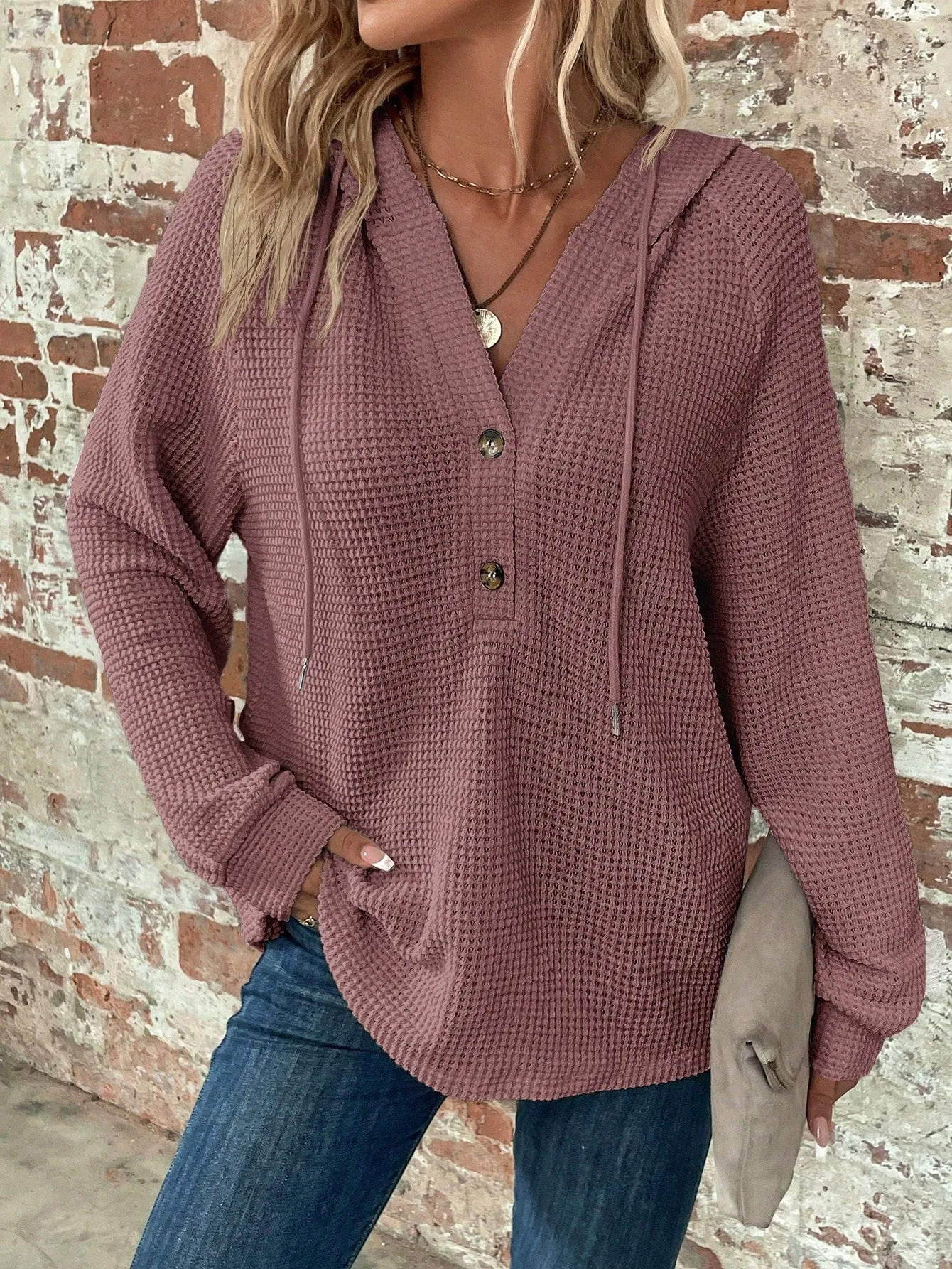 Sudadera con capucha de waffle