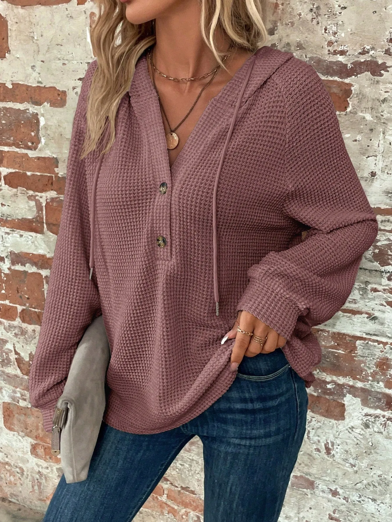 Sudadera con capucha de waffle