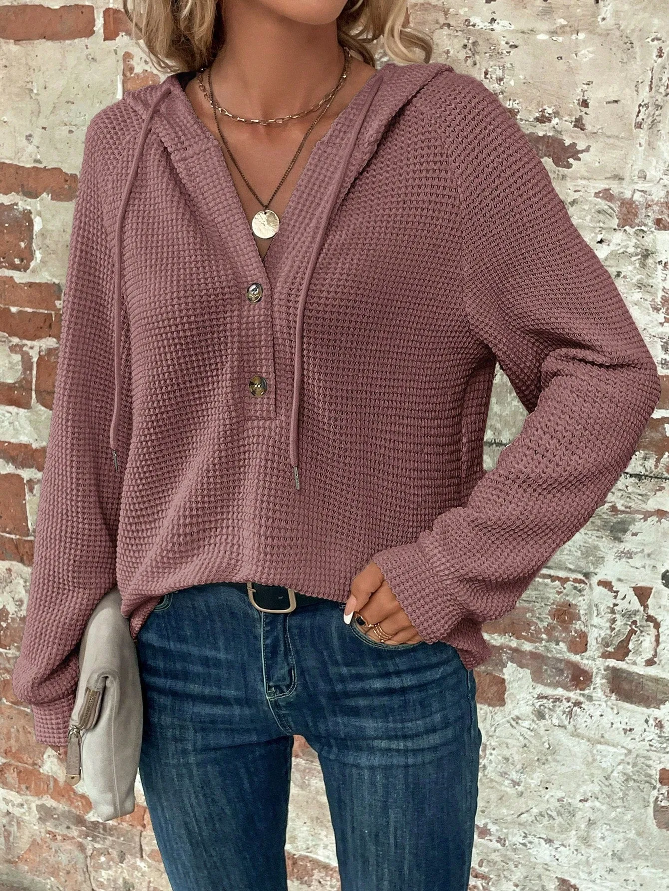 Sudadera con capucha de waffle