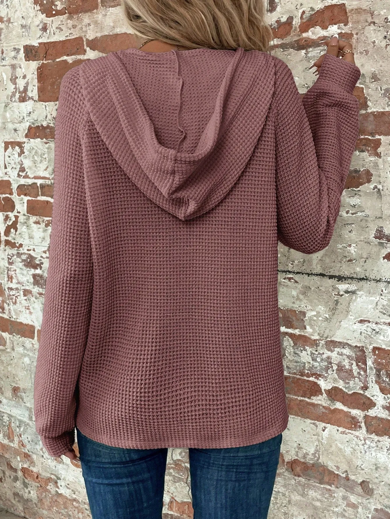 Sudadera con capucha de waffle
