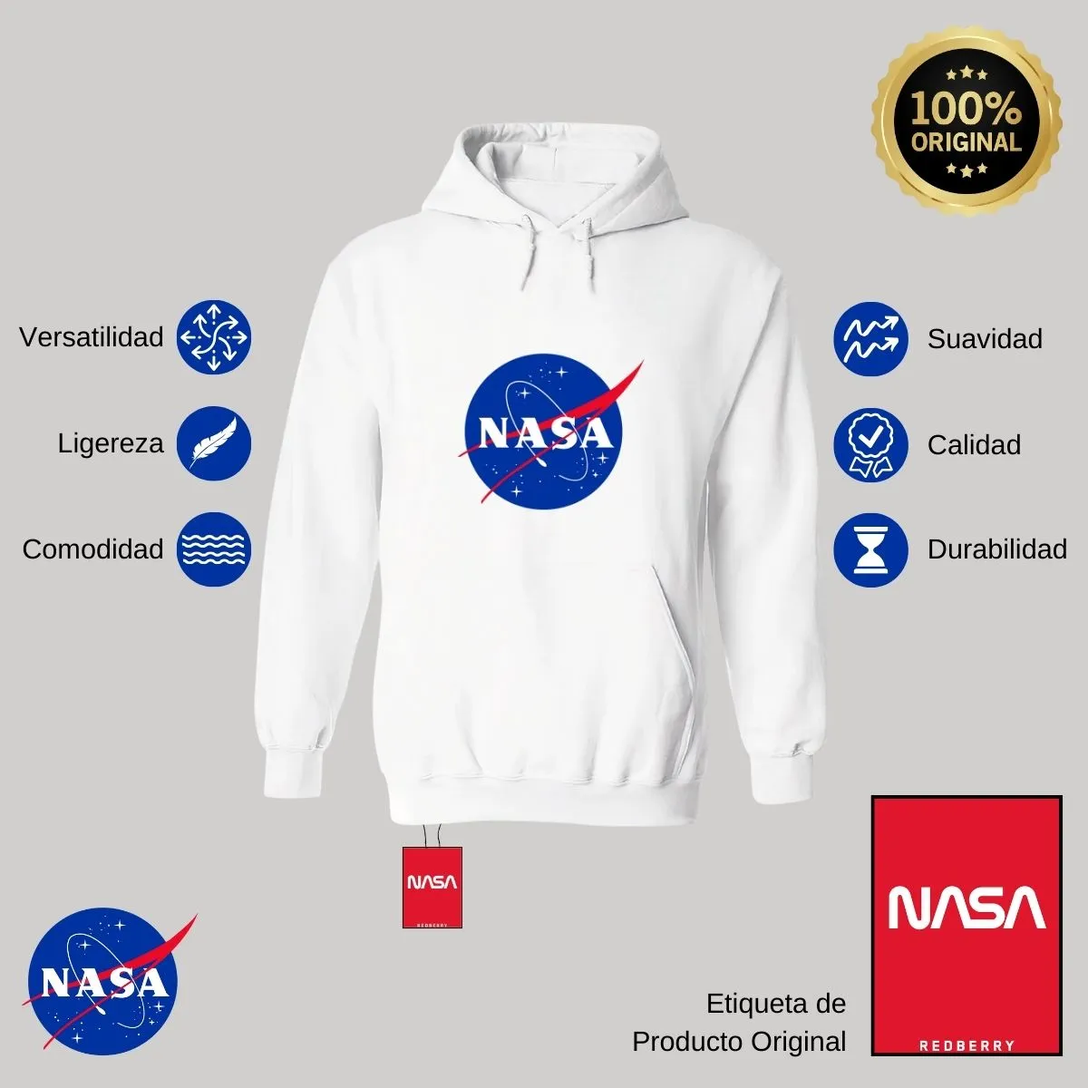 Sudadera Mujer Hoodie Nasa Logo