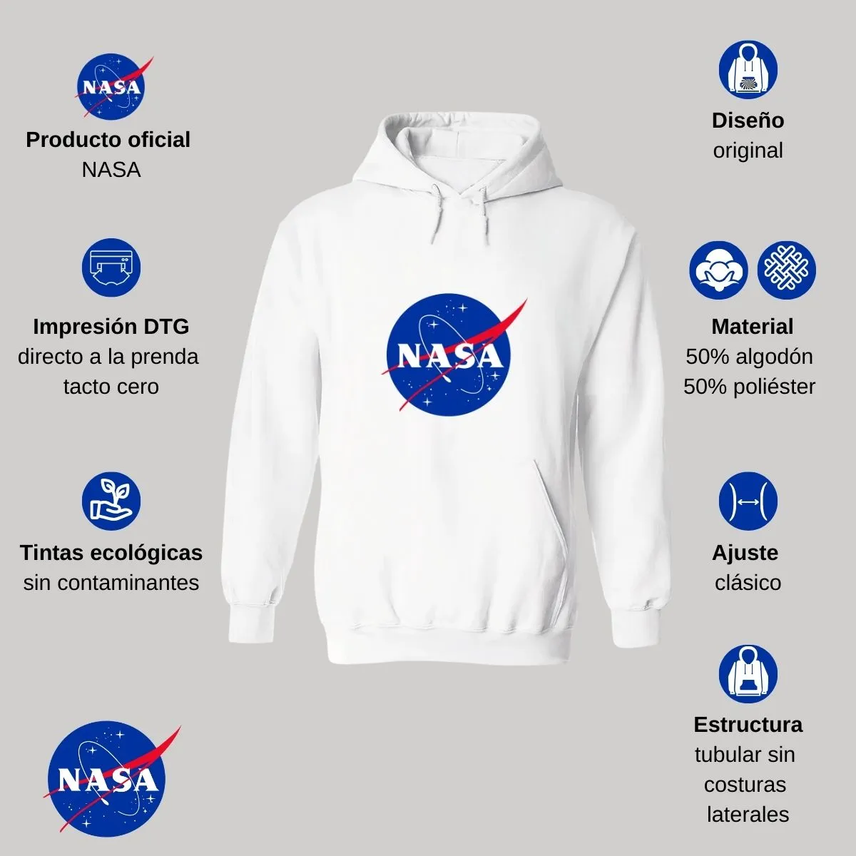 Sudadera Mujer Hoodie Nasa Logo