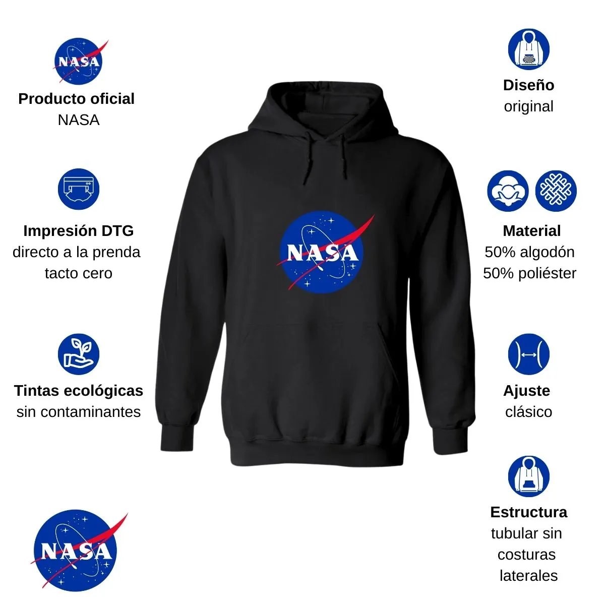 Sudadera Mujer Hoodie Nasa Logo