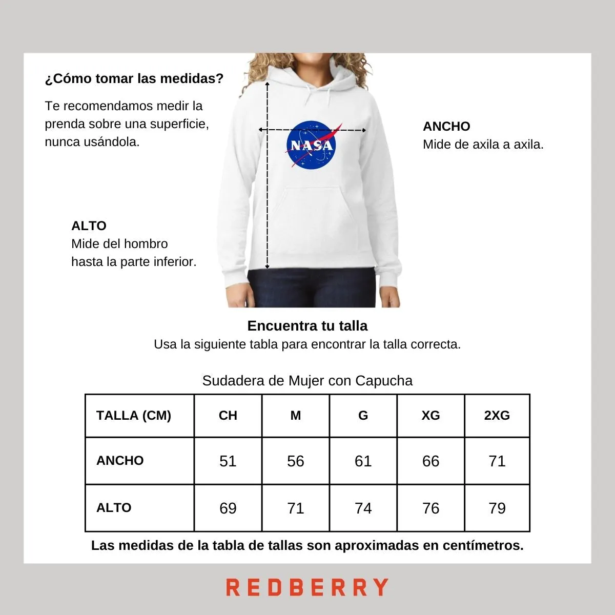 Sudadera Mujer Hoodie Nasa Logo