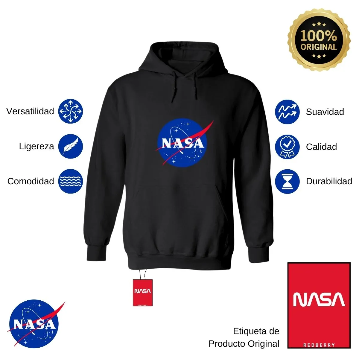 Sudadera Mujer Hoodie Nasa Logo